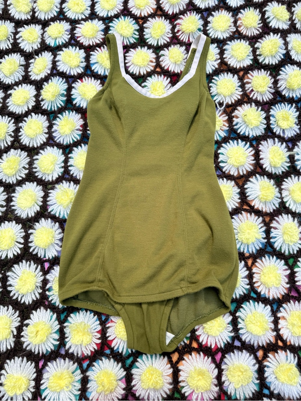 Vintage 60s swimsuit Avacado green retro pinup bullet bra